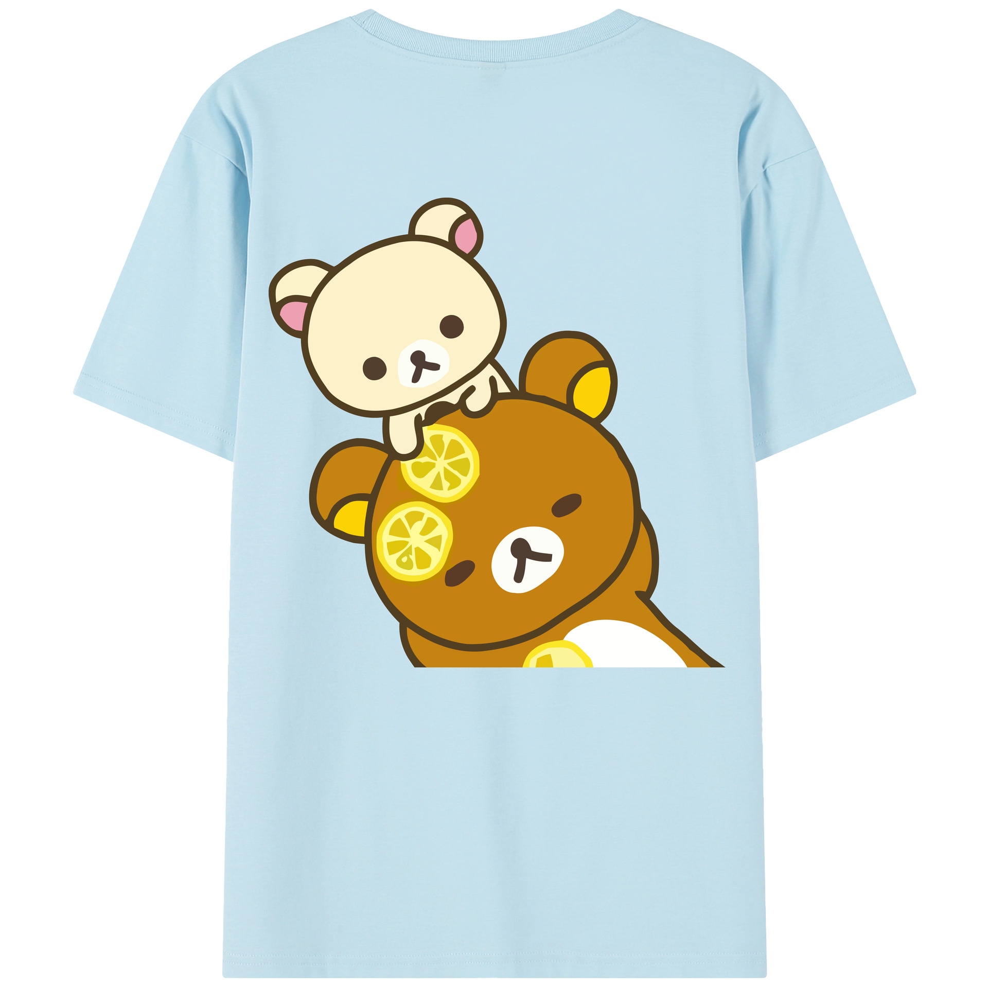 （画像用） リラックマ リラックマ キイロイトリ Rilakkuma Korilakkuma Kiiroitori 綿100％半袖Tシャツ（背面プリント）